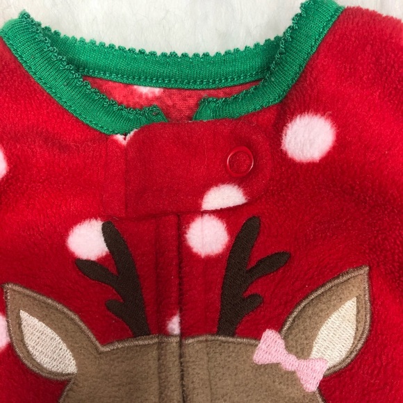 Christmas onesie footie button up pjs with deer. - Picture 6 of 15